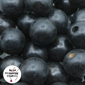 Wood Bead - 20mm - Black - HALF DRILLED