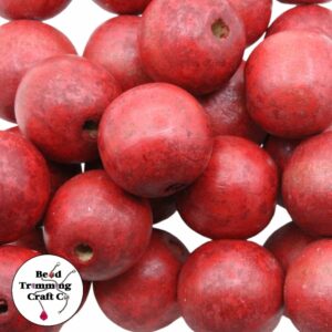 Wood Bead - 25mm - Rustic Red