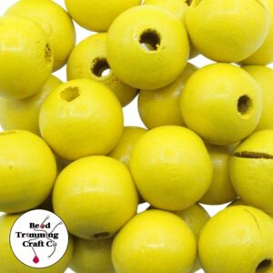 Wood Bead - 25mm - Yellow