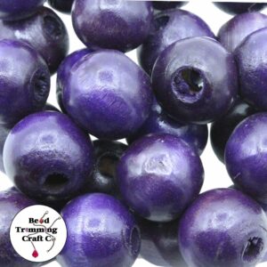 Wood Bead - 25mm - Purple