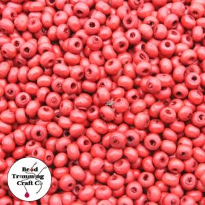 Wood Bead - 4 x 3mm - Red - Price per Gram