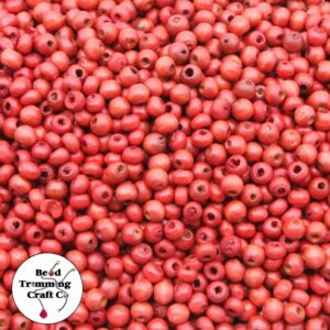 Wood Bead - 5 x 4mm - Red - Price per Gram
