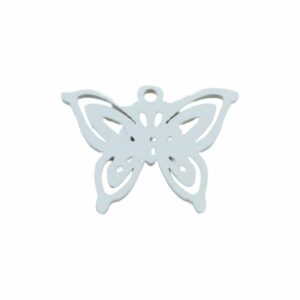 Wood Pendant - Butterfly - 41mm - White