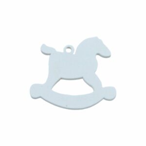 Wood Pendant - Rocking Horse - 42mm - White