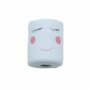 Wood Bead – Barrel - 25mm – Face / White