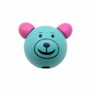 Wood Bead - Teddy Bear Head - 23mm - Blue