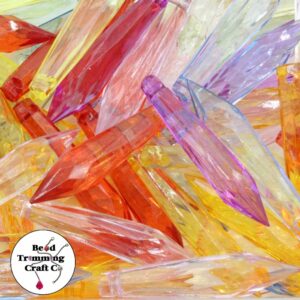 Icicle Drop – Faceted - 50mm – 50 Pieces - Mix Colour