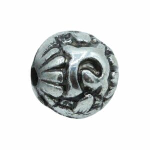 Round Bead – Patterned - 16mm – Antique Silver
