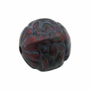 Round Bead – Patterned - 24mm – Antique Burgundy