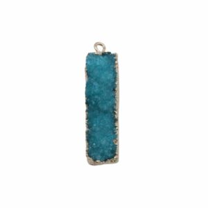 Druzy Crystal - Rectangle Pendant – 35mm – Blue / Gold