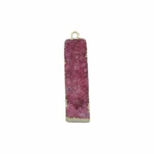 Druzy Crystal - Rectangle Pendant – 35mm – Pink / Gold