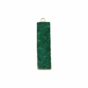 Druzy Crystal - Rectangle Pendant – 35mm – Green / Gold