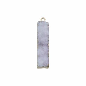 Druzy Crystal - Rectangle Pendant – 35mm – Light Pink / Gold