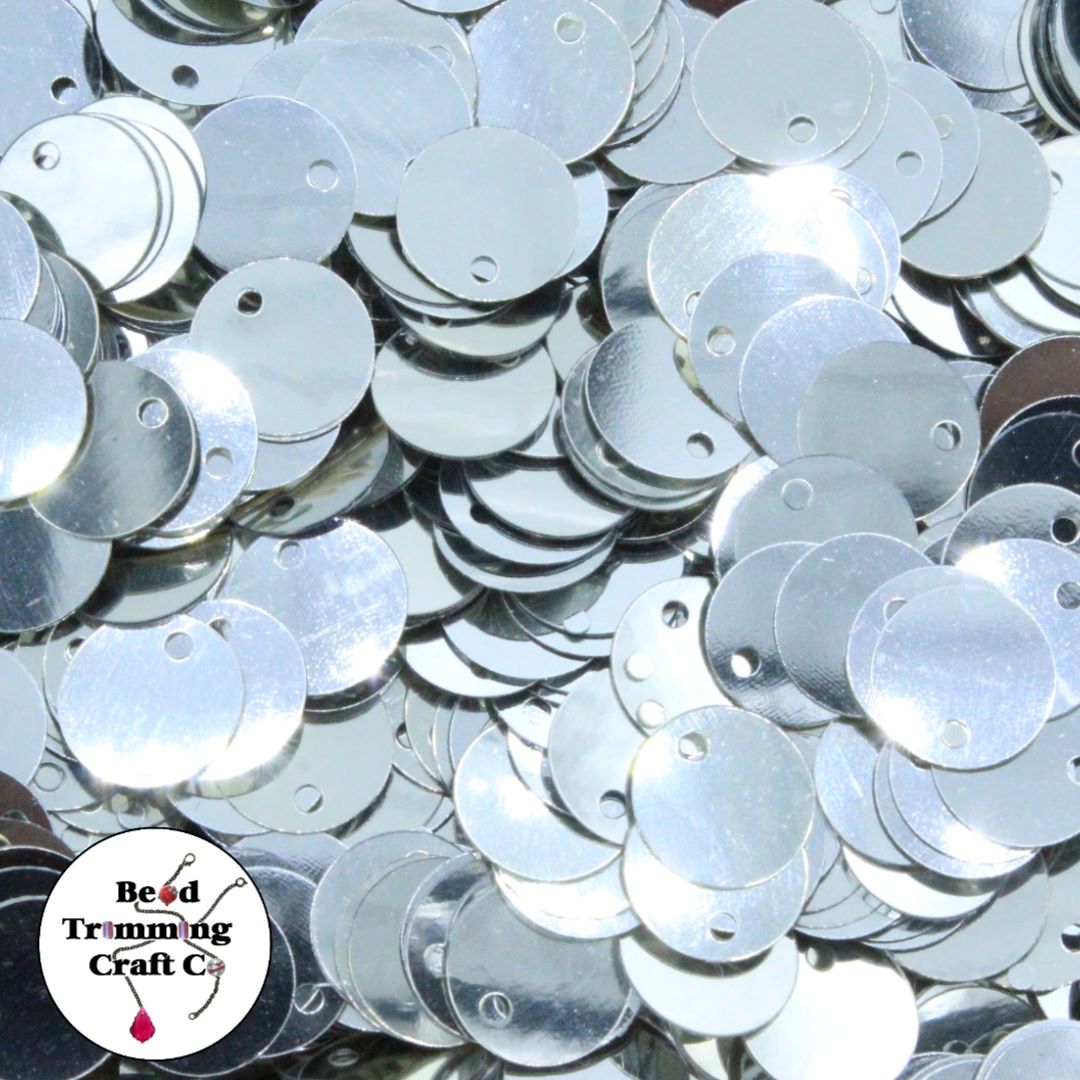 Sequin - Round - Flat – 12mm – Silver - Price per gram
