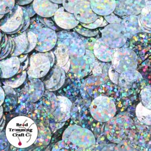 Sequin - Round - Flat – 10mm – Silver Laser - Price per gram