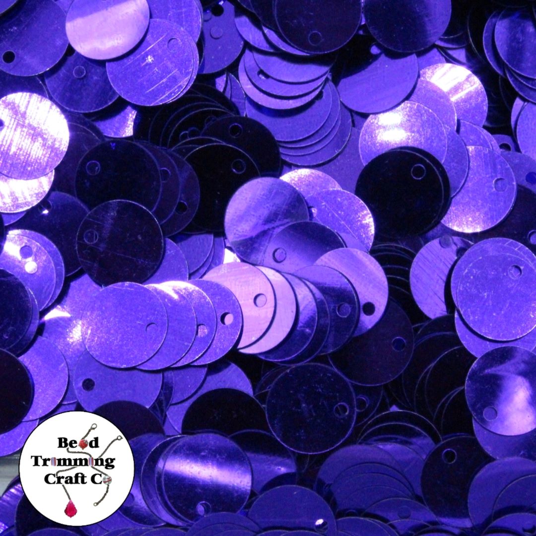 Sequin - Round - Flat – 10mm – Purple Dark - Price per gram
