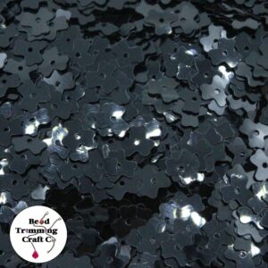 Sequin - 3 Leaf Clover – 7mm – Black - Price per gram