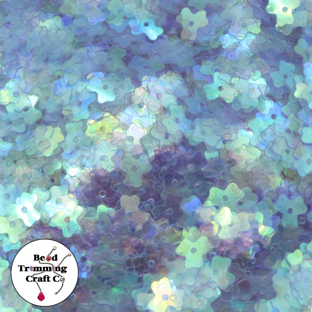 Sequin - 3 Leaf Clover – 7mm – Lt Blue Iris - Price per gram