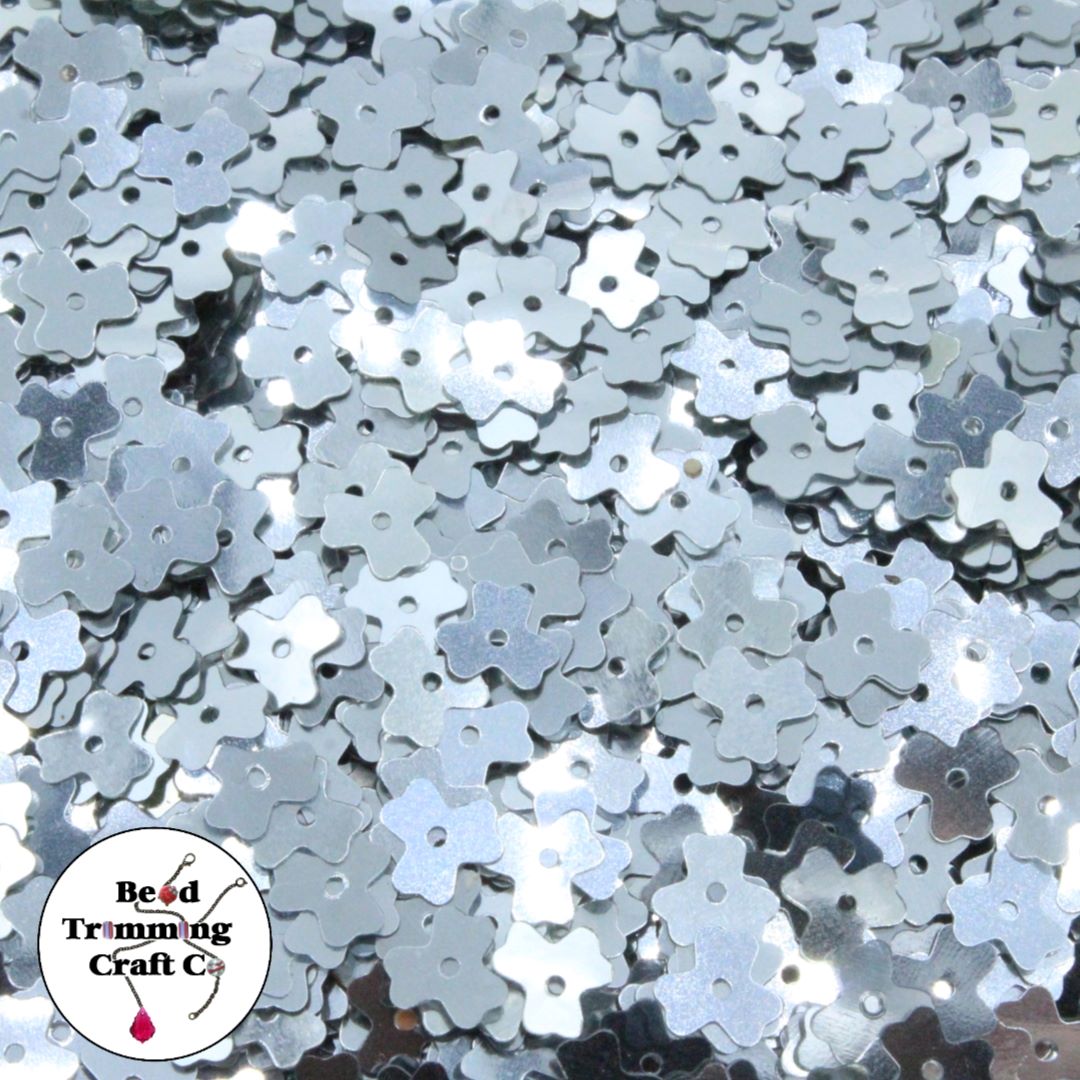 Sequin - 3 Leaf Clover – 7mm – Silver - Price per gram