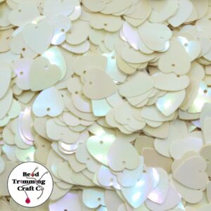 Sequin - Heart – 10mm – Cream AB - Price per gram