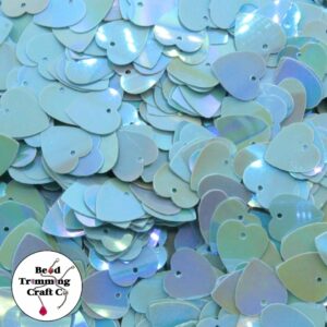 Sequin - Heart – 10mm – Light Blue AB - Price per gram