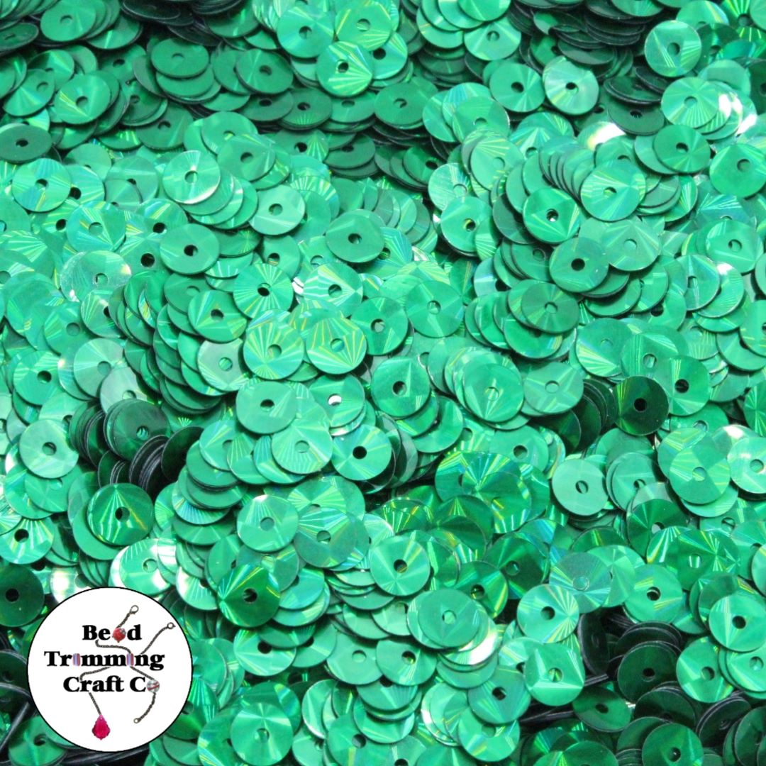 Sequin - Round - Flat – 5mm – Green Laser - Price per gram