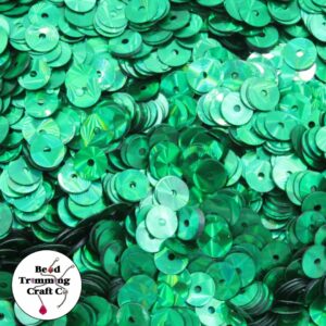 Sequin - Round - Flat – 6mm – Green Laser - Price per gram
