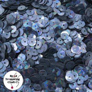 Sequin - Round - Flat – 6mm – Black Gun Metal Laser - Price per gram