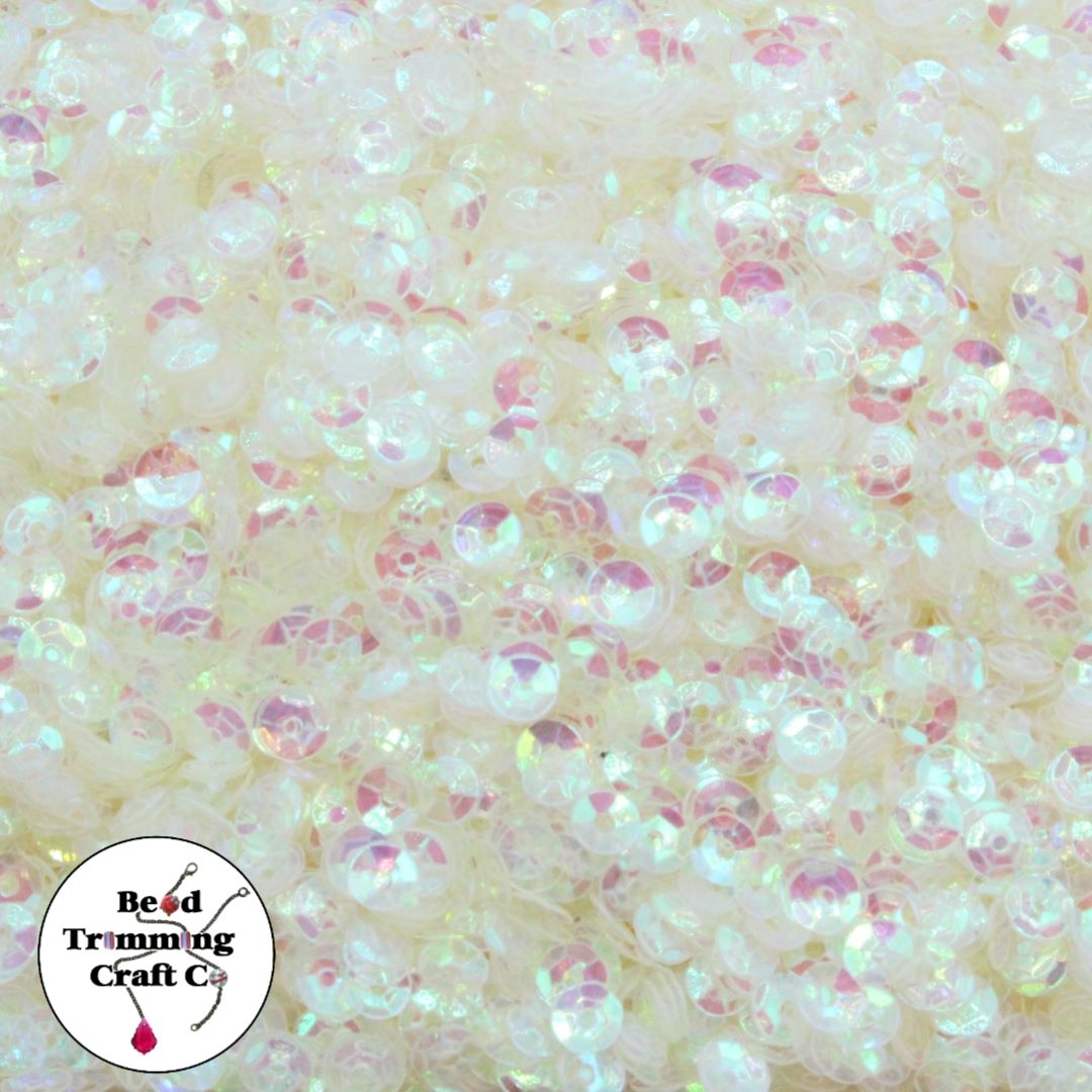 Sequin - Round - Cup – 3mm – AB Transparent - Price per gram