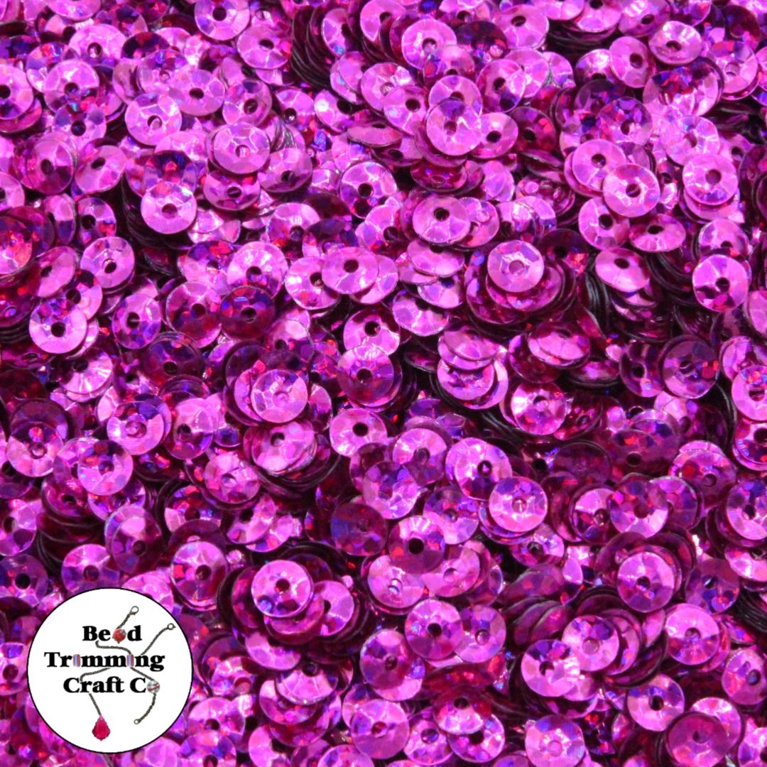 Sequin - Round - Cup – 4mm – Fuchsia Laser - Price per gram