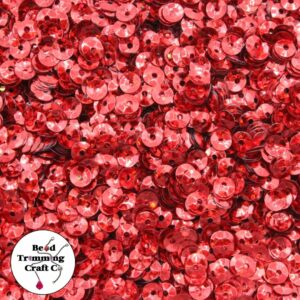 Sequin - Round - Cup – 4mm – Red Laser - Price per gram