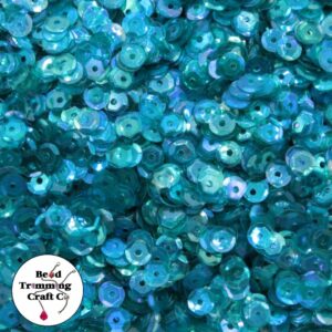 Sequin - Round - Cup – 5mm – Blue Teale Transparent AB - Price per gram