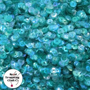 Sequin - Round - Cup – 5mm – Blue Teale Light Transparent AB - Price per gram