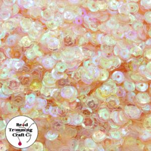 Sequin - Round - Cup – 5mm – Orange Neon Transparent AB - Price per gram