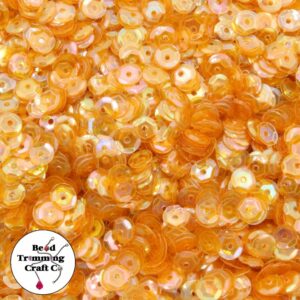 Sequin - Round - Cup – 5mm – Orange Transparent AB - Price per gram