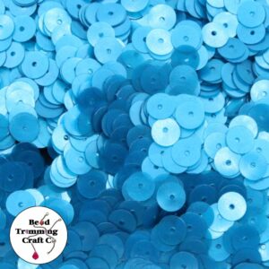 Sequin - Round - Flat – 6mm – Blue Matte - Price per gram