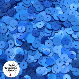 Sequin - Round - Flat – 6mm – Blue Dark Matte - Price per gram