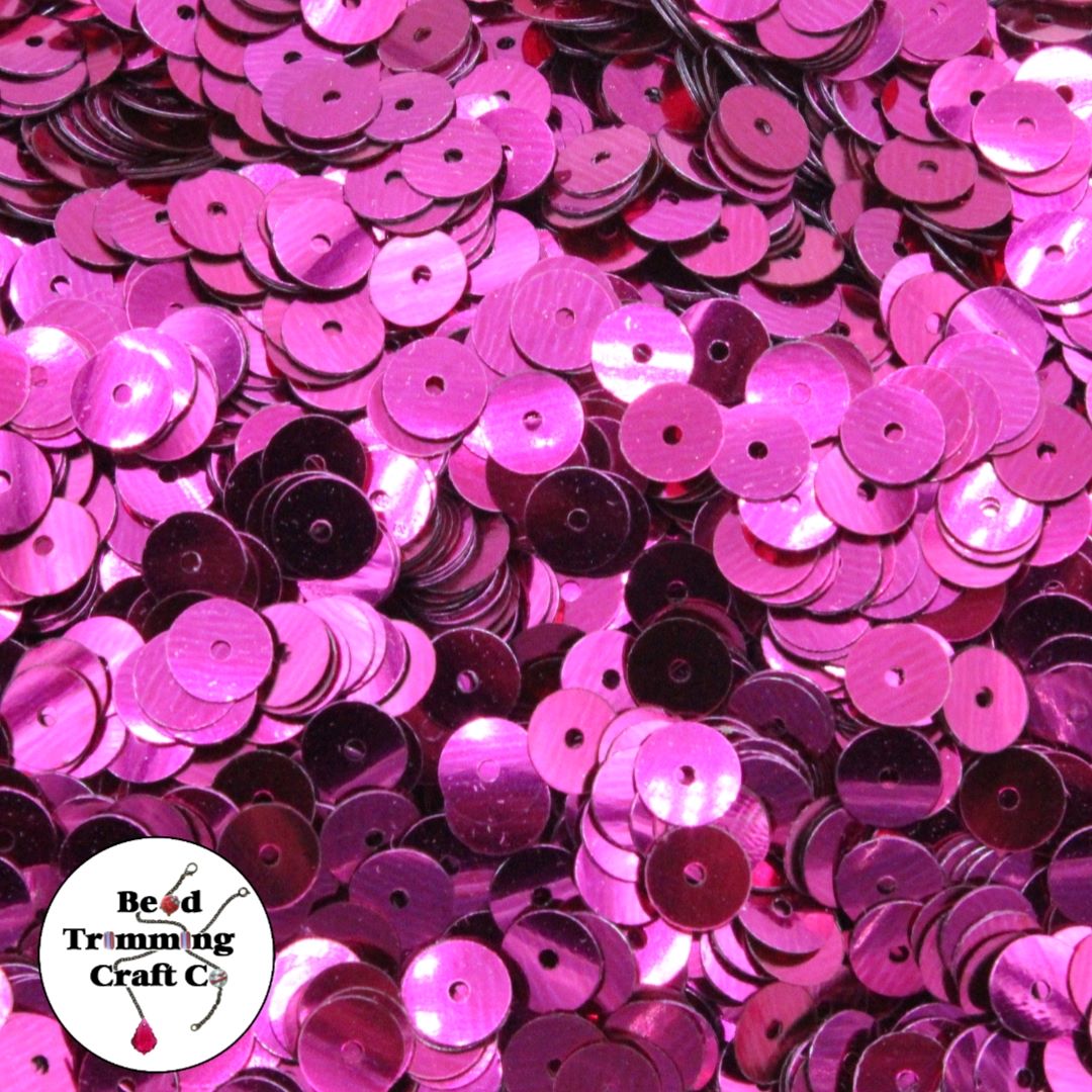 Sequin - Round - Flat – 6mm – Pink Fuchsia - Price per gram