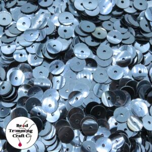 Sequin - Round - Flat – 6mm – Black Hematite - Price per gram