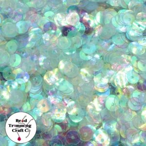 Sequin - Round - Flat – 6mm – Blue Light Transparent AB - Price per gram
