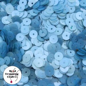 Sequin - Round - Flat – 6mm – Blue Light Matte - Price per gram