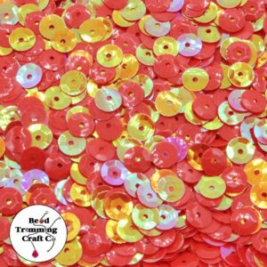 Sequin - Round - Cup – 6mm – Red Tomato AB - Price per gram