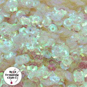 Sequin - Round - Cup – 6mm – Cream Transparent AB - Price per gram