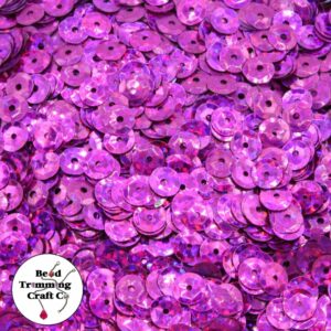 Sequin - Round - Cup – 6mm – Pink Fuchsia Laser - Price per gram
