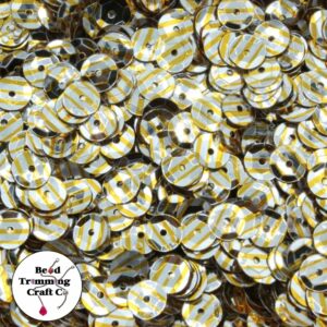 Sequin - Round - Cup – 6mm – Gold / Stripe - Price per gram