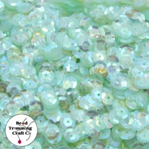 Sequin - Round - Cup – 6mm – Green Light Transparent AB - Price per gram