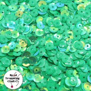 Sequin - Round - Cup – 6mm – Green Opaque AB - Price per gram