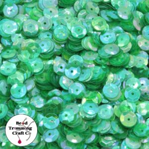 Sequin - Round - Cup – 6mm – Green Transparent AB - Price per gram