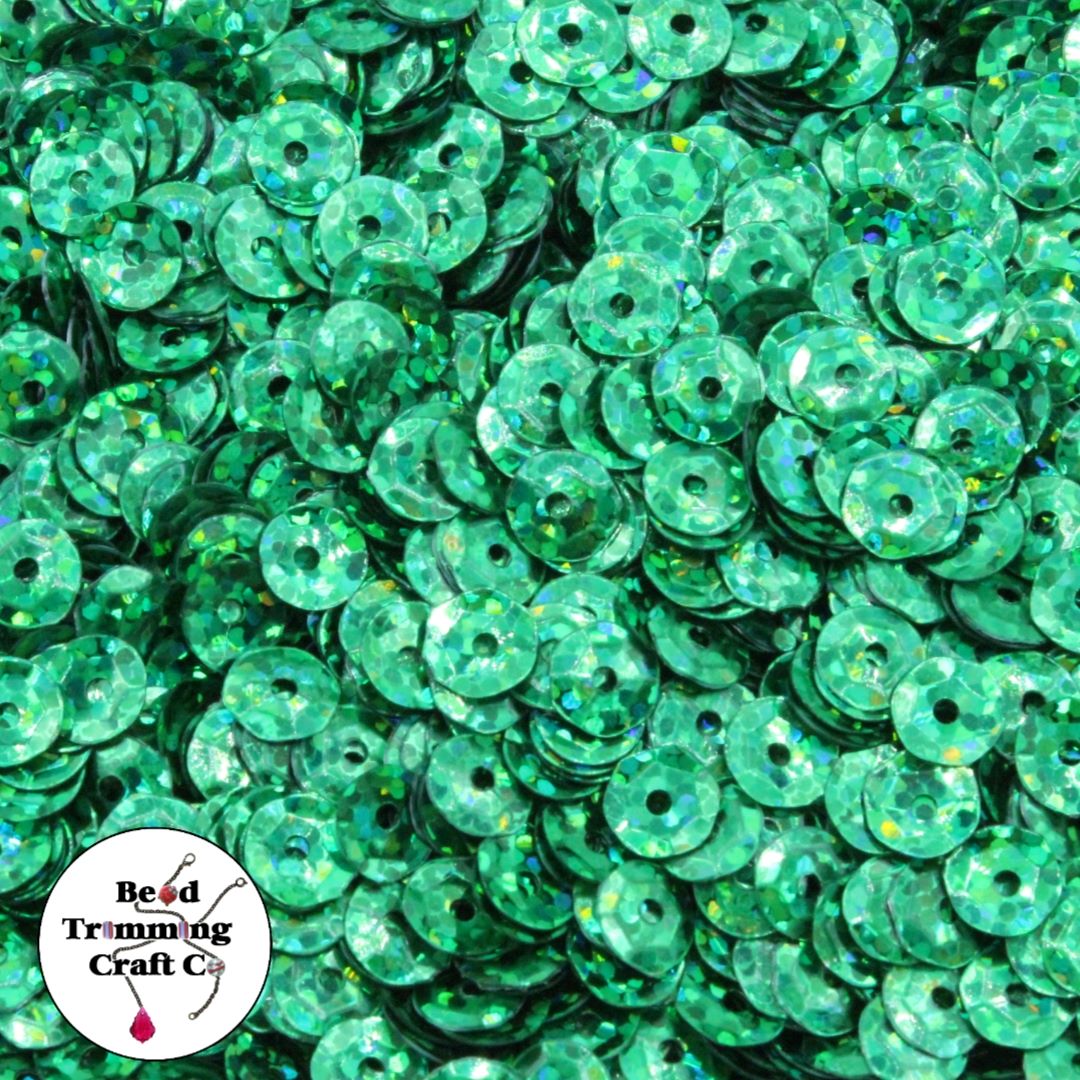 Sequin - Round - Cup – 6mm – Green Laser - Price per gram