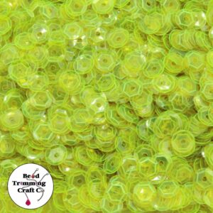 Sequin - Round - Cup – 6mm – Green Lime Transparent - Price per gram